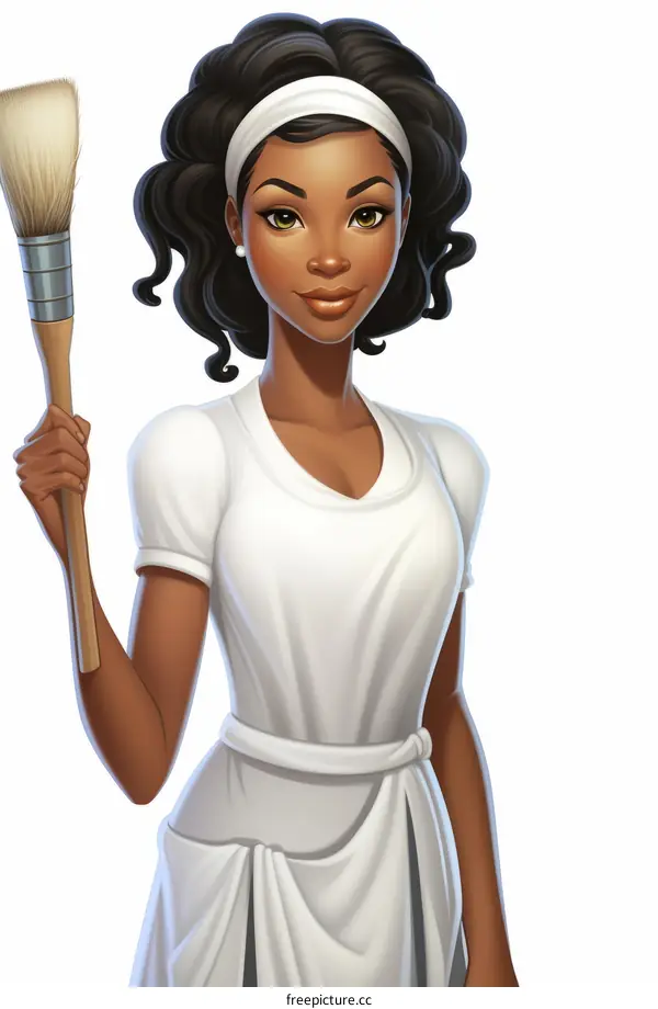 An illustration of a woman holding a paintbrush