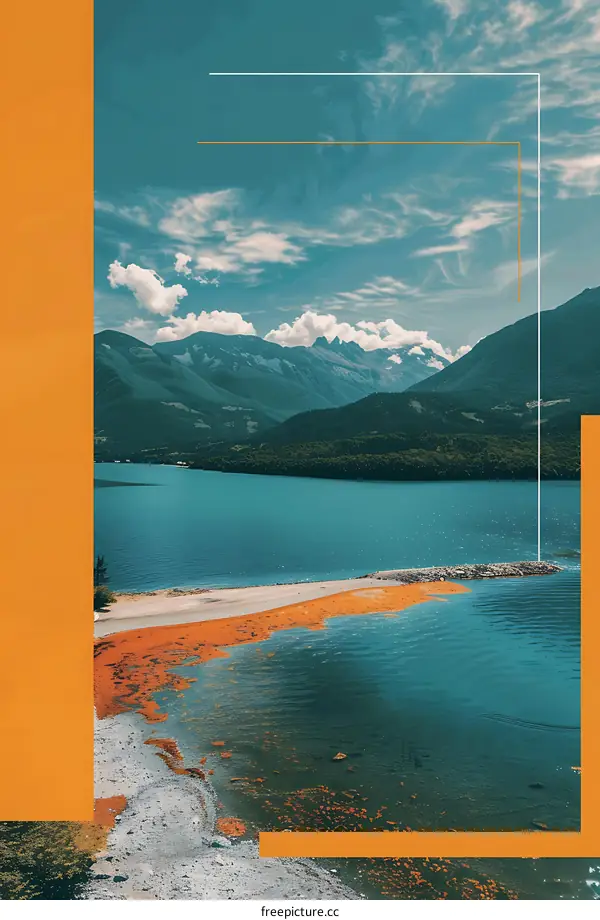 Mountain Lake with Orange Algae