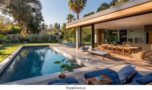 Modern Luxury Home with Pool and Large Glass Windows
