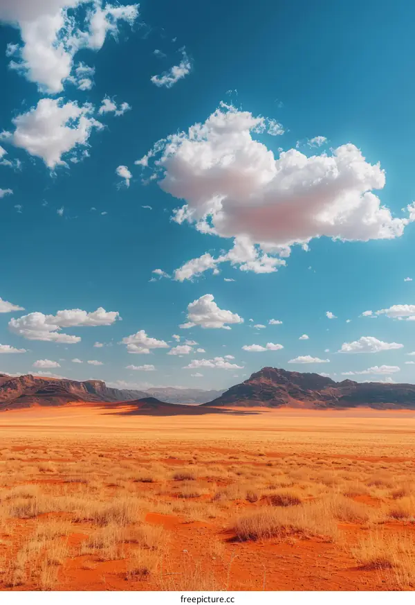 Vast Desert Landscape with Distant Mountains