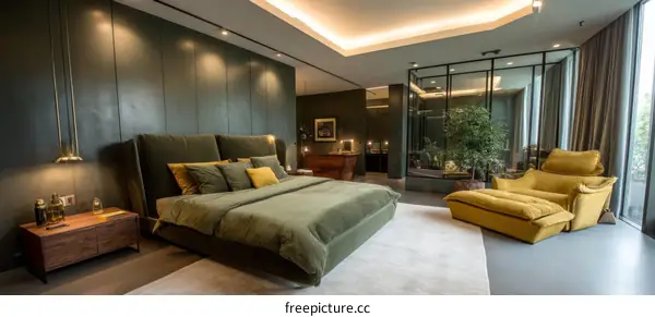 Modern Luxurious Green Bedroom Interior Design