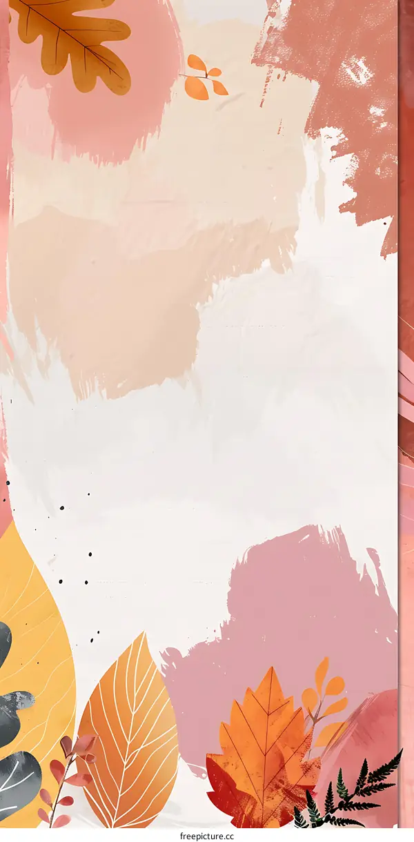 Autumn Leaves Abstract Watercolor Painting Background