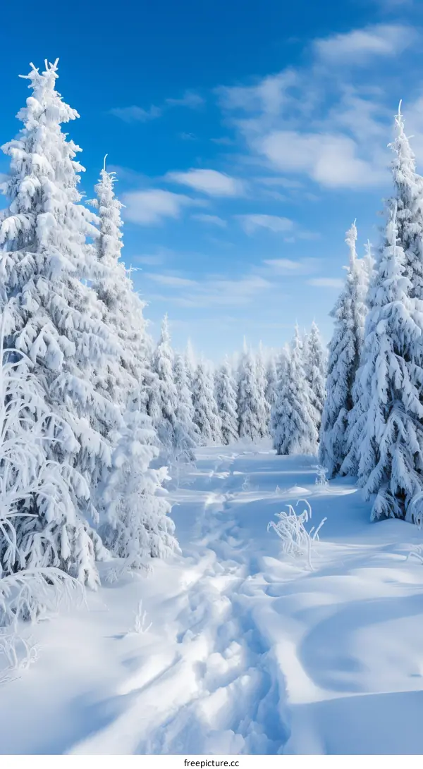 Snowy Forest Path in Winter Wonderland