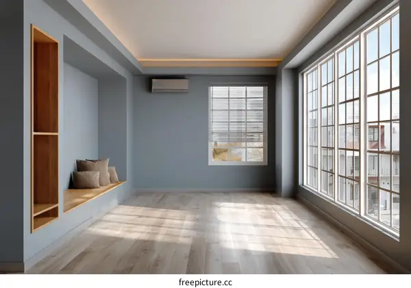 Modern Empty Room with Large Windows