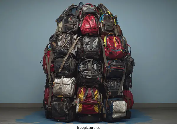 Vintage Backpacks: A Pile of Worn-Out Travel Bags