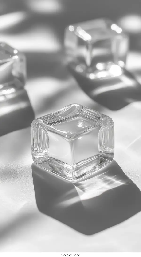Close-up of Ice Cubes in Shadow Play