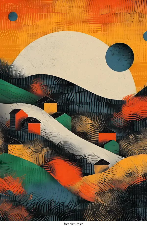 Abstract Art Landscape with Geometric Shapes and Colors