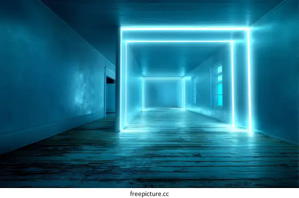 Neon Light Corridor Interior Design Illustration