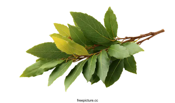[Transparent Background PNG]Fresh Bay Leaves on a Branch