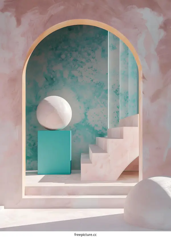 Abstract Minimalist Archway Interior Design With Geometric Shapes