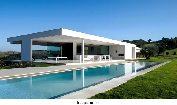 Modern White House With Swimming Pool