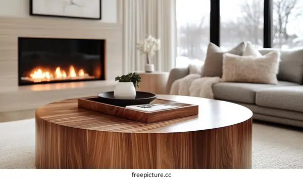 Modern Living Room with Wooden Coffee Table