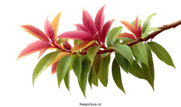 [Transparent Background PNG]Closeup of Colorful Leaves on Branch