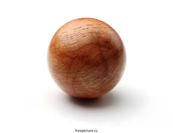 A wooden ball on a white background