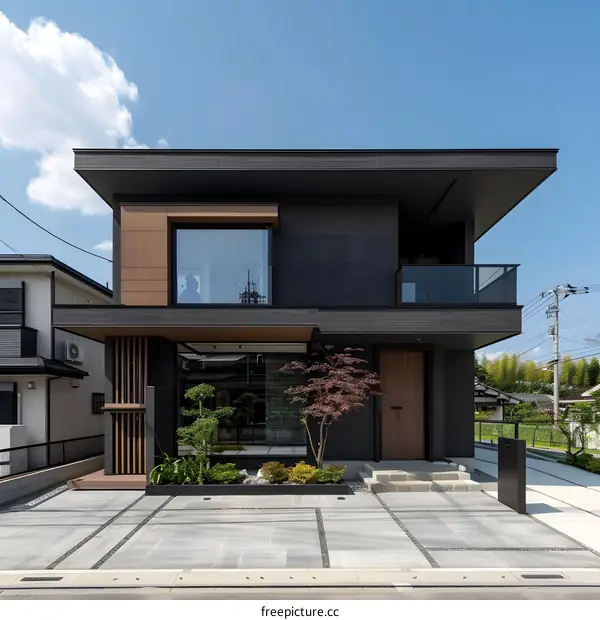 Modern Two Story House with Wooden Accents