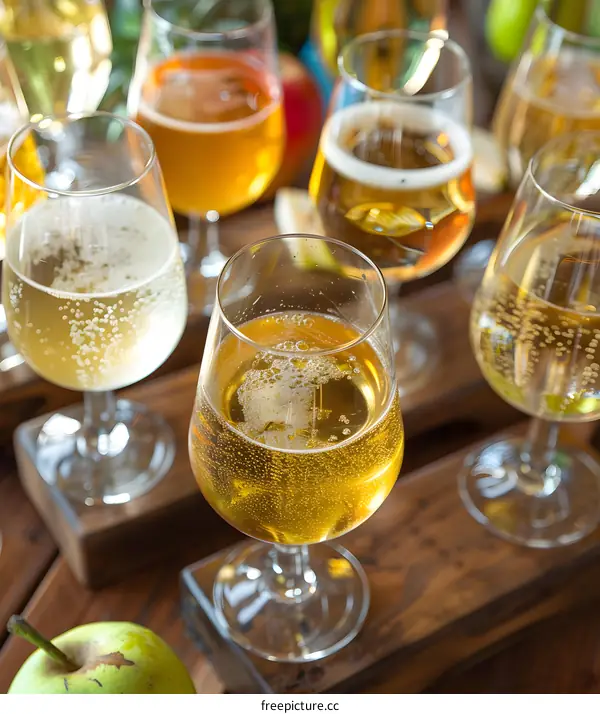 Selection of Craft Ciders in Glasses