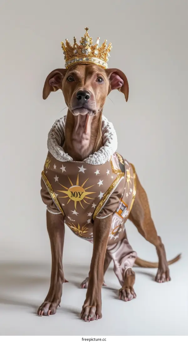 Royal Dog in a Crowned Costume