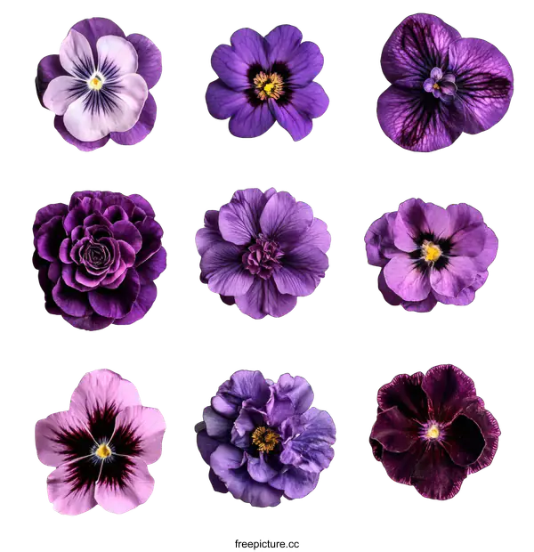 [Transparent Background PNG]Assorted Shades of Purple Flowers
