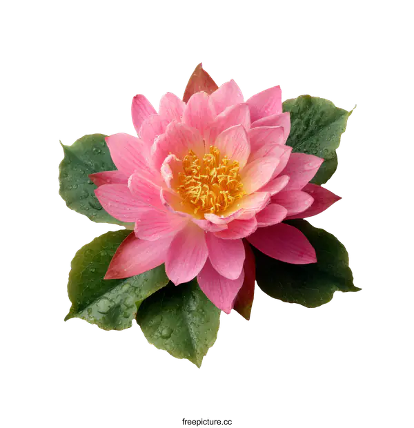 [Transparent Background PNG]Beautiful Pink Water Lily with Dew Drops