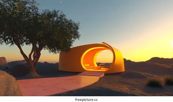 Modern Architecture Design In Desert Landscape
