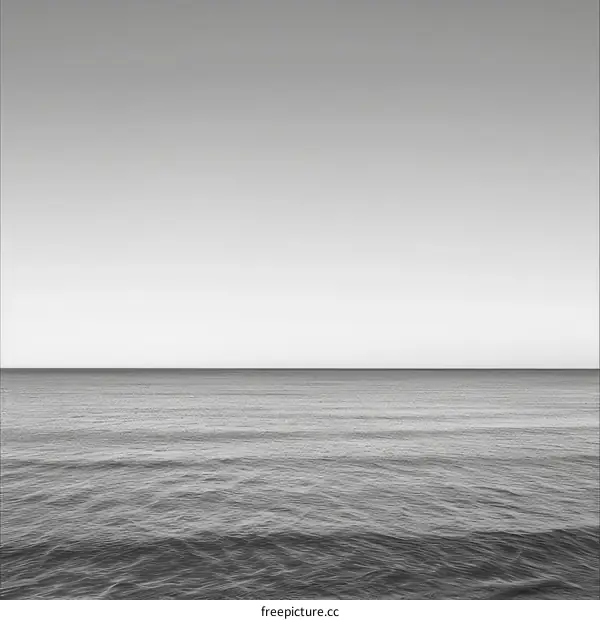 Black and White Minimalist Photograph of a Calm Sea