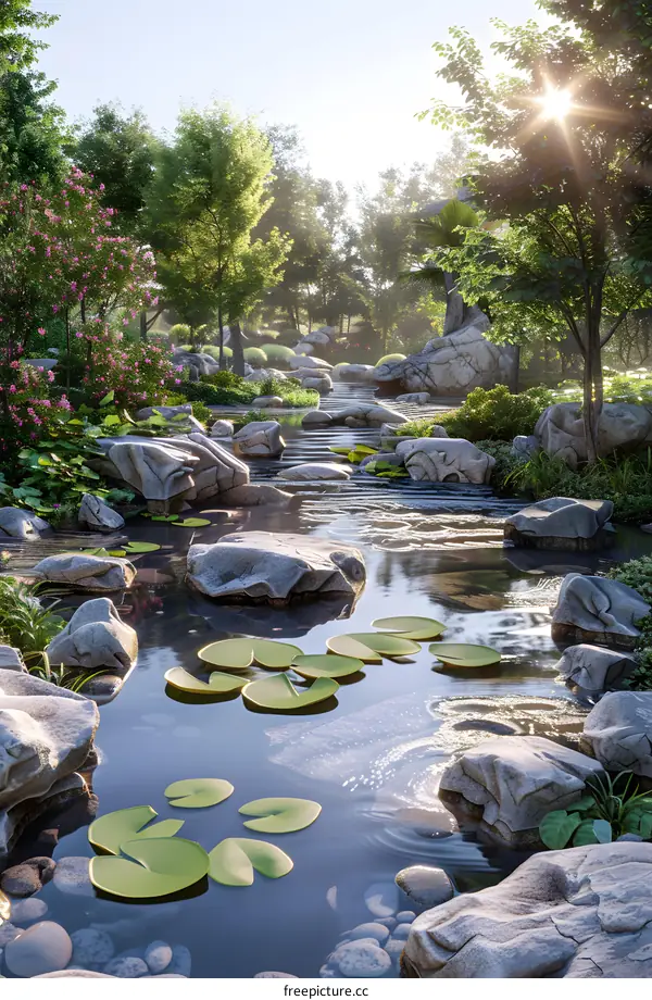 Natural山水Garden Landscape Design Effect Picture