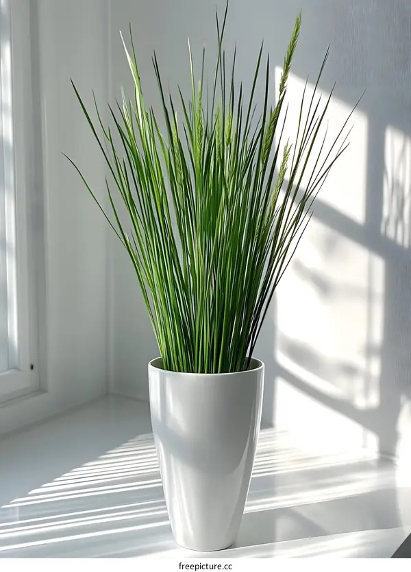 White Potted Plant With Green Leaves