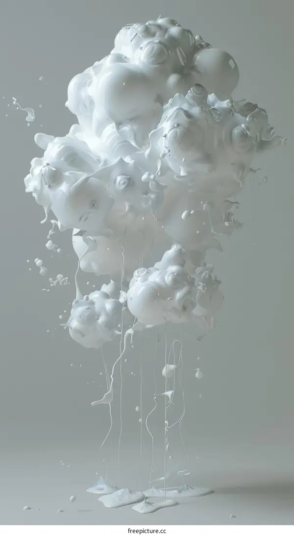 White abstract 3D rendering of multiple organic forms