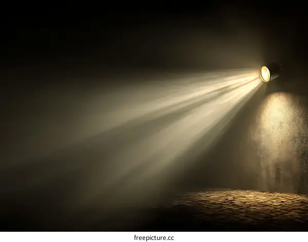 Spotlight illuminating a dark interior space