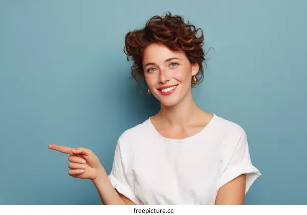 Smiling Woman Pointing  Positive Image