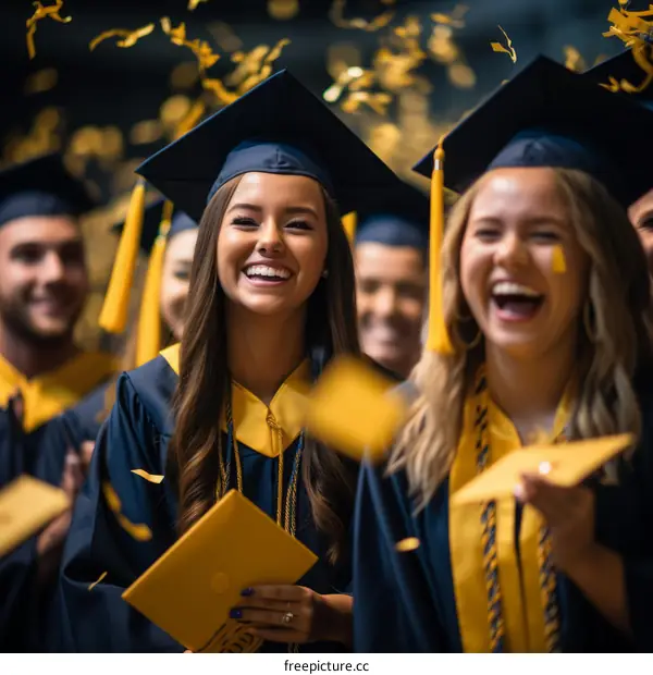 Happy graduates celebrating their commencement with friends