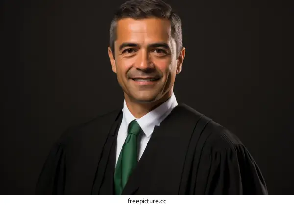 Portrait of a smiling male judge in his robes
