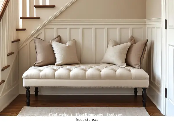 Elegant Entryway Bench Under Stairs