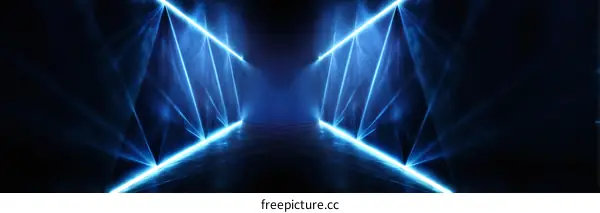 Neon Blue Light Corridor Abstract Background
