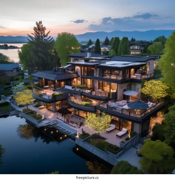 Exclusive mansion with pool overlooking mountains and lake