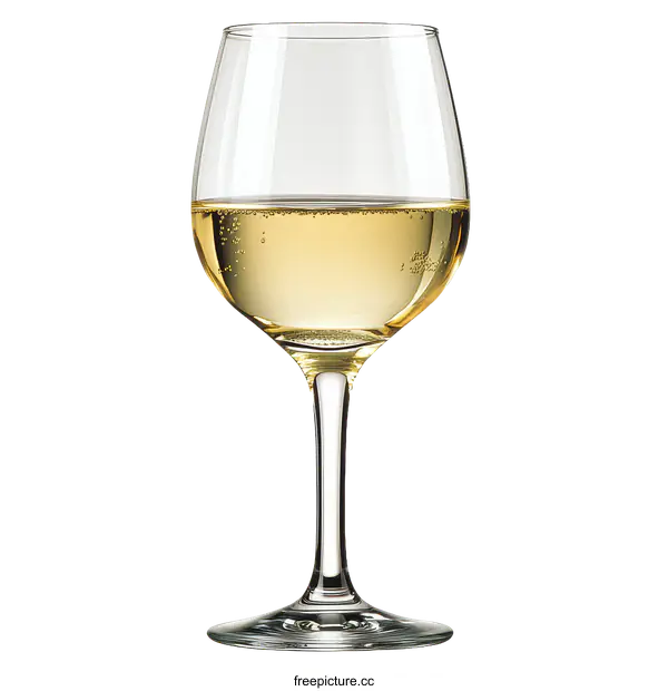 [Transparent Background PNG]Elegant White Wine Glass with Sparkling Wine