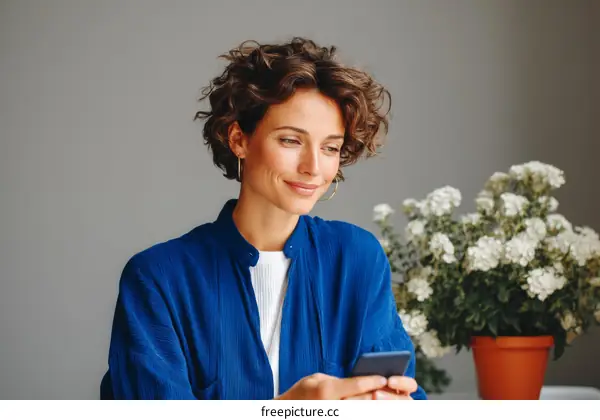 Woman using smartphone in casual setting