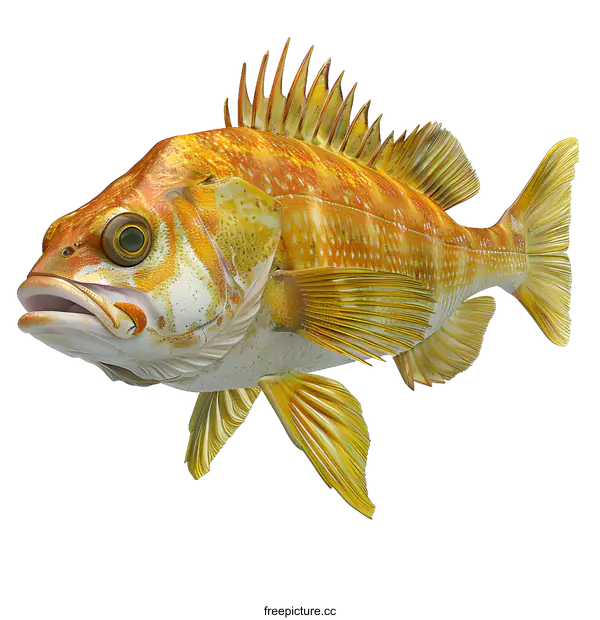 [Transparent Background PNG]Realistic 3D Yellow Fish Illustration