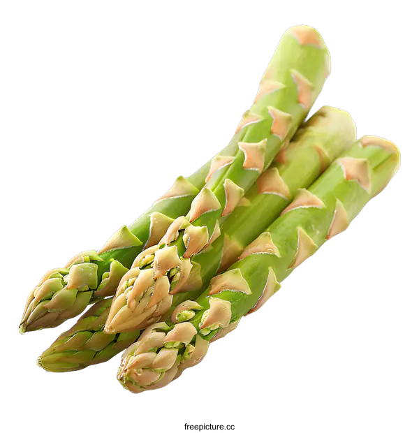 [Transparent Background PNG]Fresh green asparagus isolated on white background