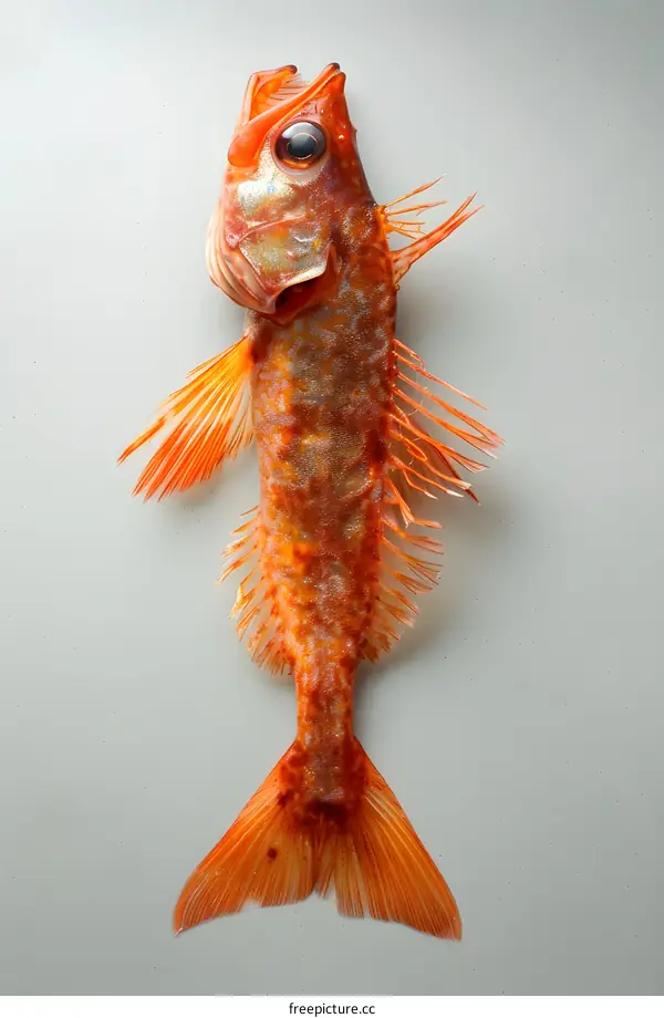 A deep sea fish with orange scales and large eyes