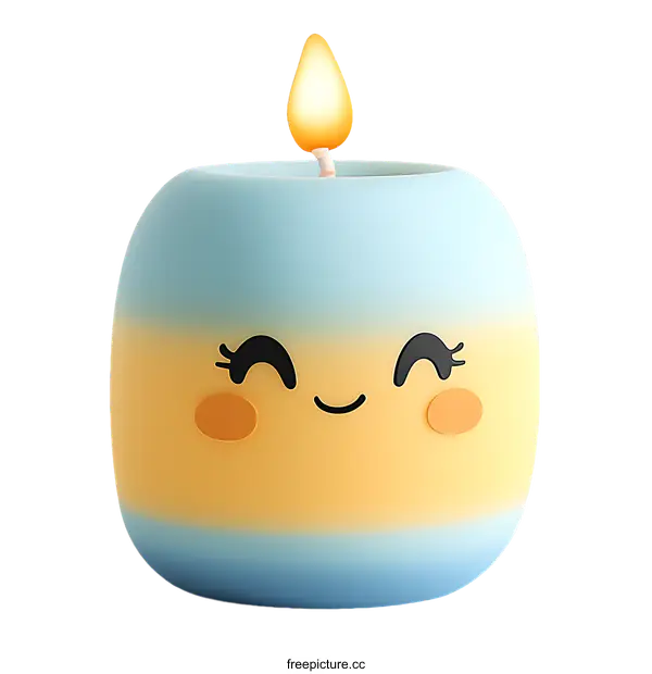 [Transparent Background PNG]Cute Cartoon Candle with Flame Illustration