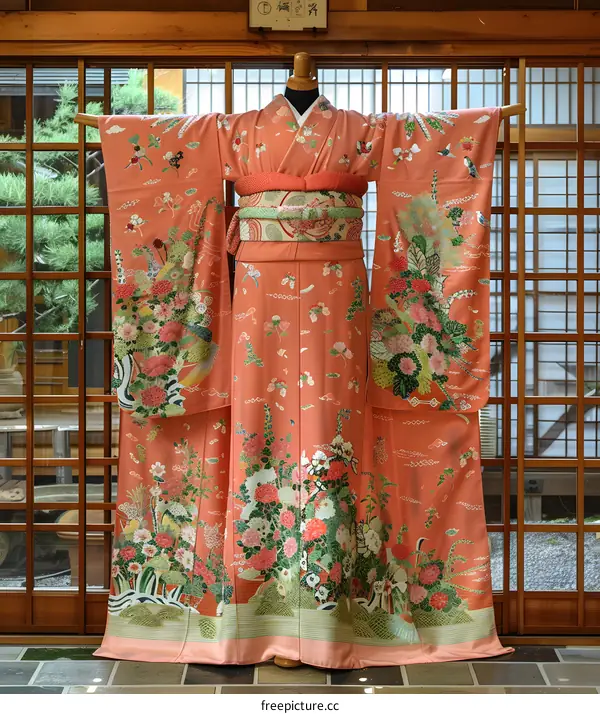 A Japanese geisha wearing a traditional kimono