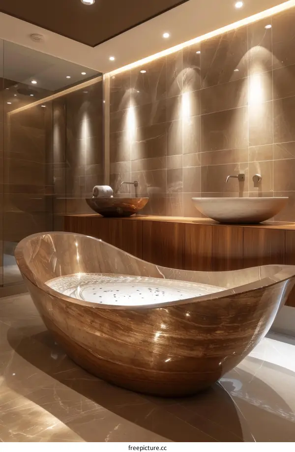 Luxury Marble Spa Bath in Modern Bathroom