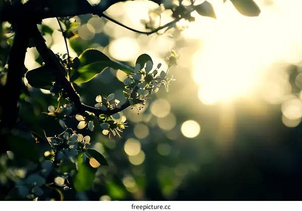 Close Up of White Flowers Blooming in a Tree Branch