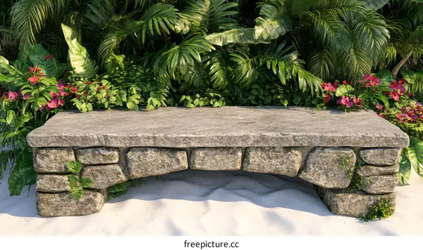 Tropical Garden Stone Bench Outdoor Decor