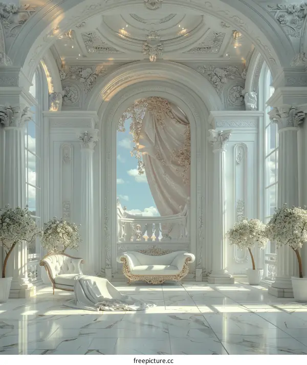 Elegant White Palace Interior Design