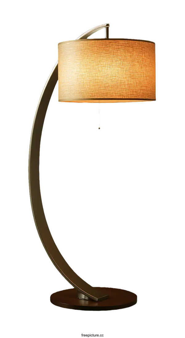 [Transparent Background PNG]Modern Standing Lamp with Curved Arm