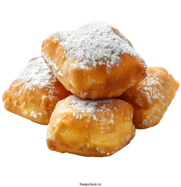 [Transparent Background PNG]Powdered Sugar Beignets on White