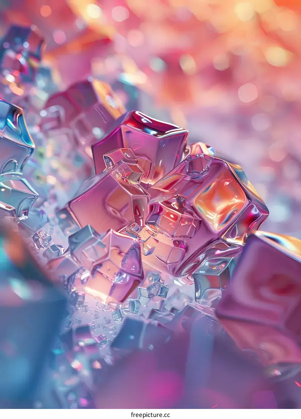 Pink and Purple Abstract Crystal Cubes