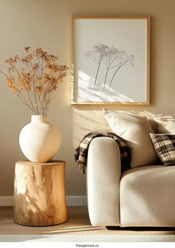 Modern Minimalist Living Room Decor Illustration